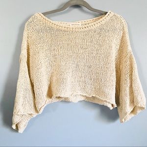 Urban Outfitters Beige Cropped Knit Sweater Large